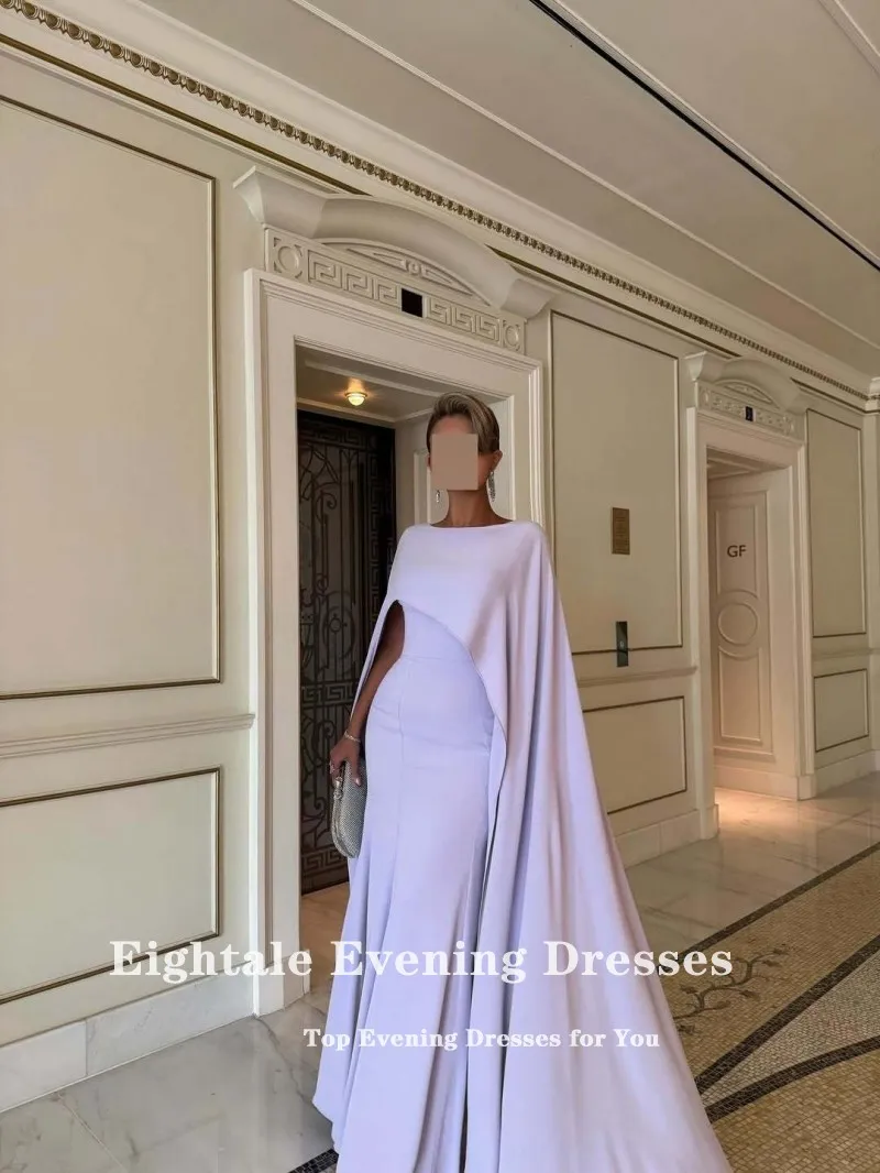 Eightale Arabic Evening Dress O-Neck Prom Gown Customized Strethcy Satin Cap Sleeves Wedding Party Dress Mermaid Robes De Soirée image 3