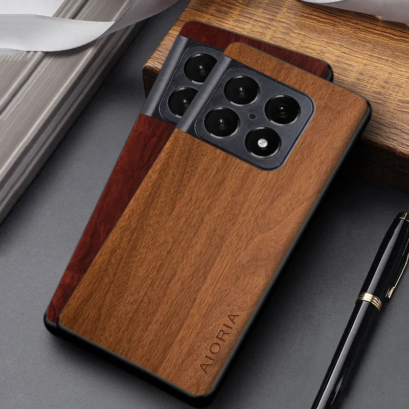 Case for OnePlus 10 Pro 10T 5G coque simple unique design lightweight wood pattern pu leather protective back cover funda