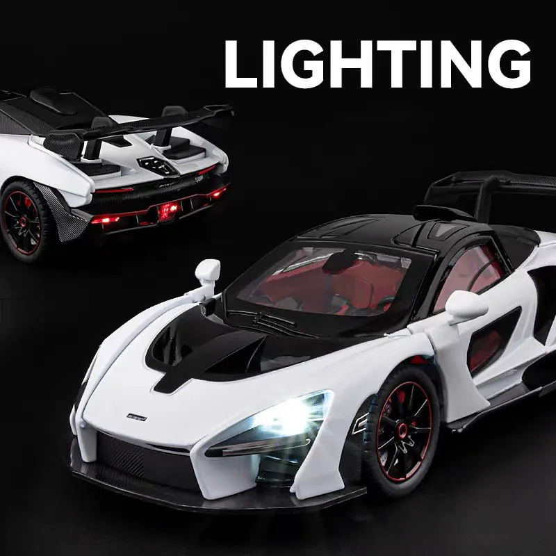 1:24 McLaren Senna Supercar Scale Car Model Alloy Vehicle Diecast Metal Sound＆Light Collectible Childrens Birthday Toy Car Gift