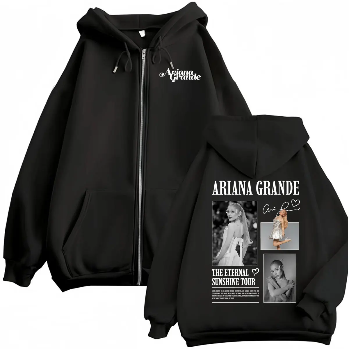 Ariana Grande The Eternal Sunshine Tour Zipper Hoodies Men Women Fashion Trend Sweatshirt Jacket Coats Long Sleeve Zip Up Hoodie