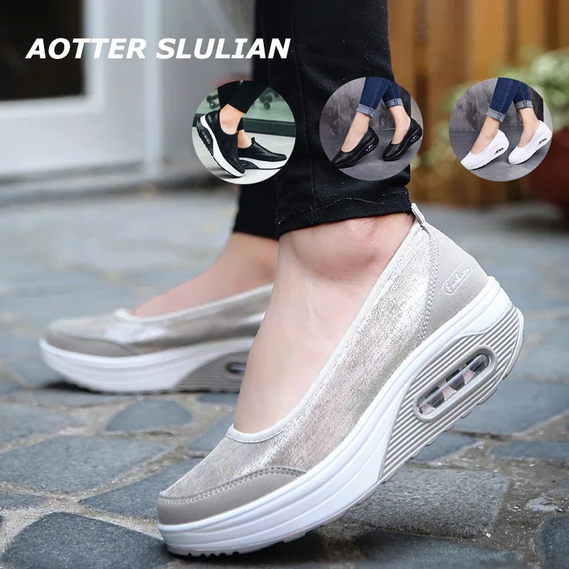 Hot Sale Heighten Shoes Ladies Comfort Light Sneakers Women\'s Outdoor Air Cushion Footwear Fashionable Wedge Platform Chaussures