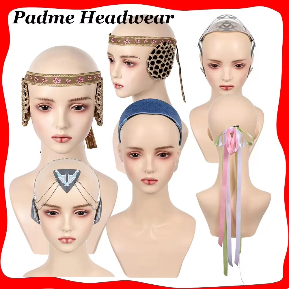 Padme Cos Amidala Cosplay Vrouwen Fantasy Hoofdband Oorbeschermers Film Space Battle Kostuum Accessoires Vermomming Halloween Carnaval