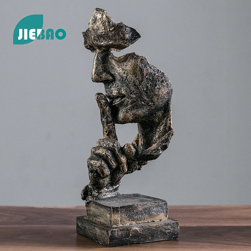 

Resin Statue Abstract Creative Don't Talk Nordic Ornaments For Figurines Interior Sculpture Room Home Decor