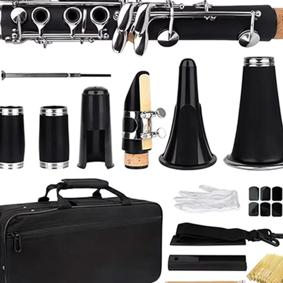 SLADE Bb Clarinet Student Beginner Clarinet with B flat Clarinet Box Reed Screwdriver Cleaning Cloth Trimmer Tooth Pad Accessory