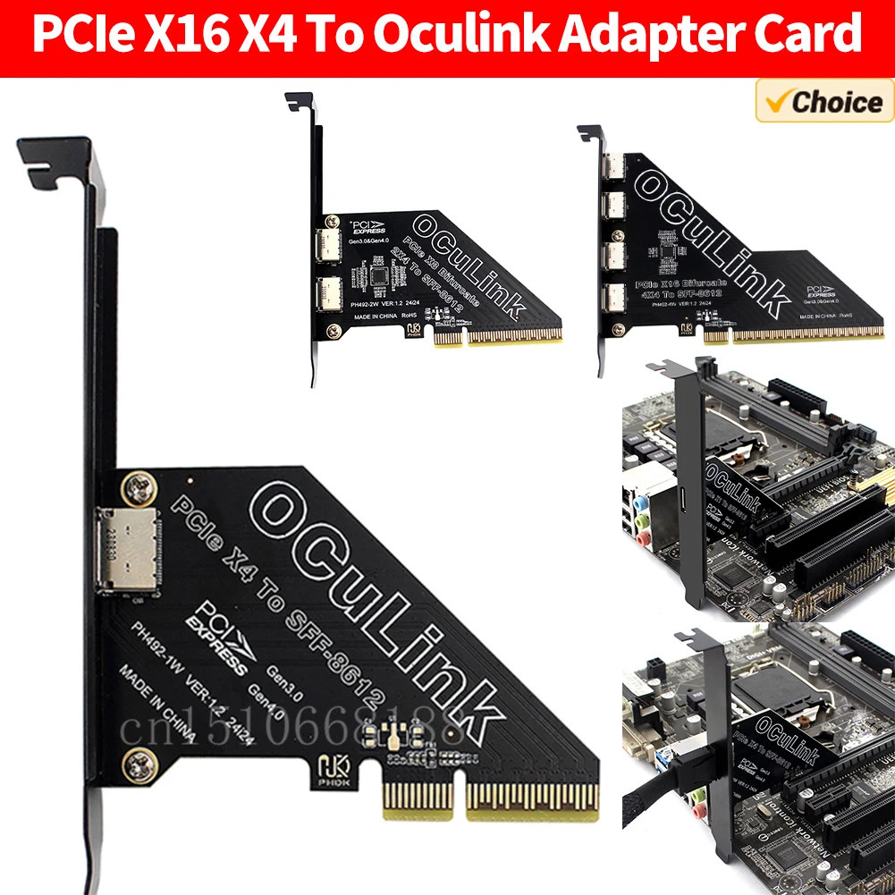PCIe X16 To SFF 8611&8612 Adapter Card PCIe 4.0X4/X1 to Oculink SFF8612 Expansion Card PCI Express PCIE External Oculink Adapter