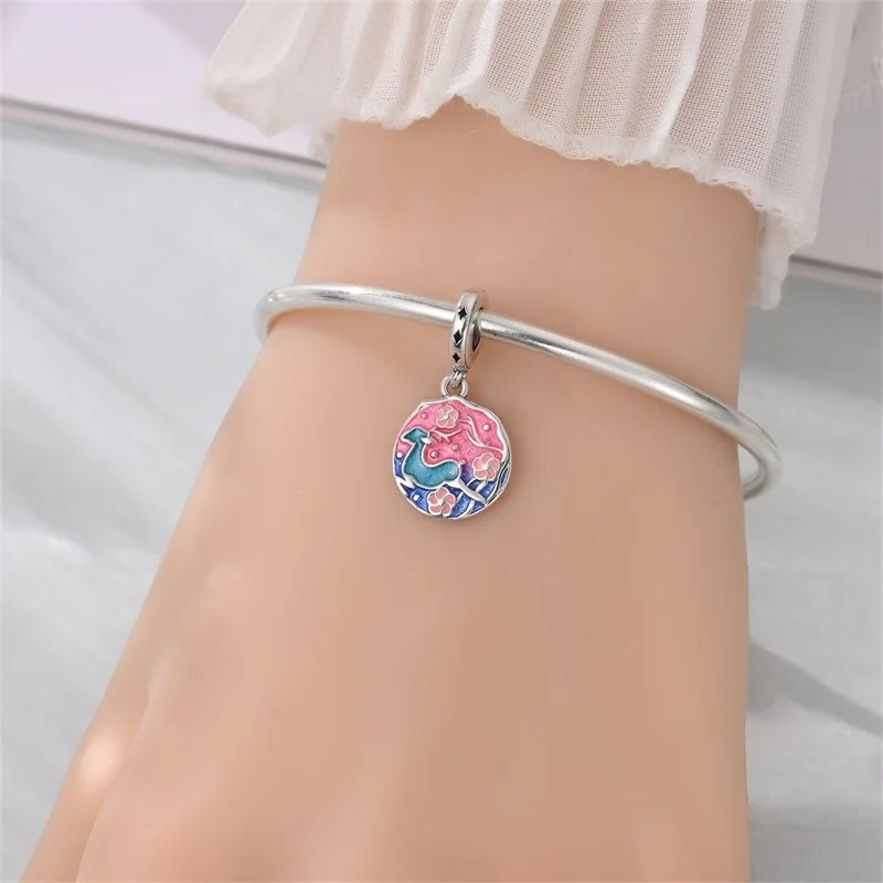 Colorful 925 Sterling Silver Starry Sky Oil Painting Beads & Luminous Angels Dangle Charm Fits Bracelet Lovely Jewelry Gifts