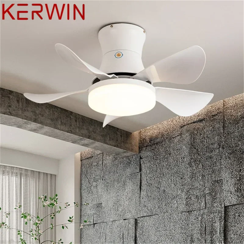 KERWIN Nordic Ceiling Fan Lamp with Remote Control LED Contemporary Lighting for Home Bed Dining Room