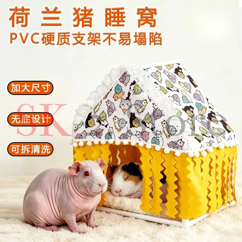 Fringe Tent Hamster Hideout Portable Rabbit Chinchilla Guinea Pig Shelter Soft Cotton Pet House for Small Animals