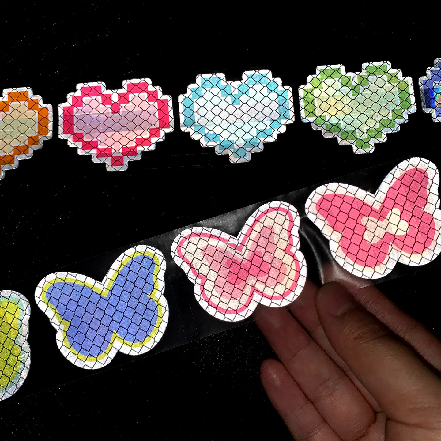 High Reflective Heart Butterfly Motorcycle Stickers Moto Bike Helmet Tank Car Night Safety Warning Decor Vinyl Accessories Decal