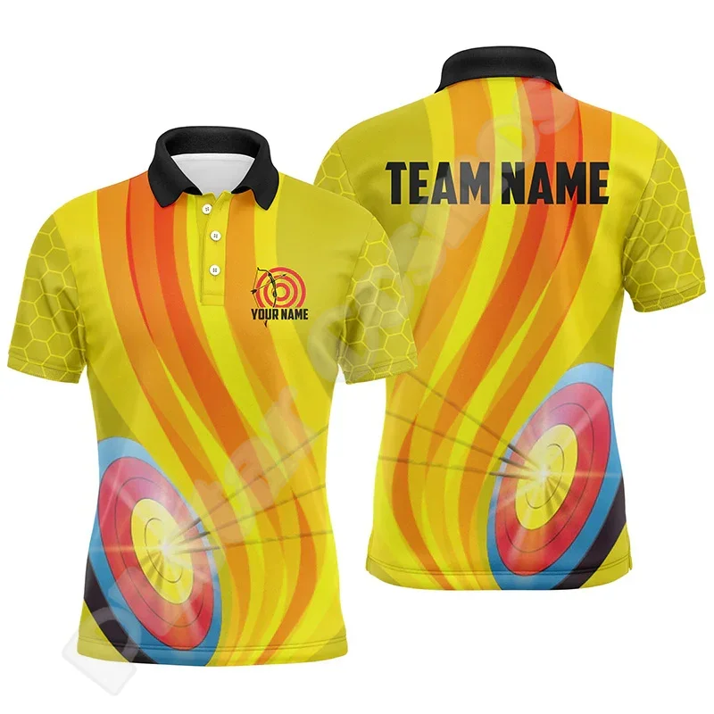 Custom Name Mesh Breathable Archery Archer Shooter Tattoo Retro 3DPrint Harajuku Summer Streetwear Short Sleeves Polo Shirts X8