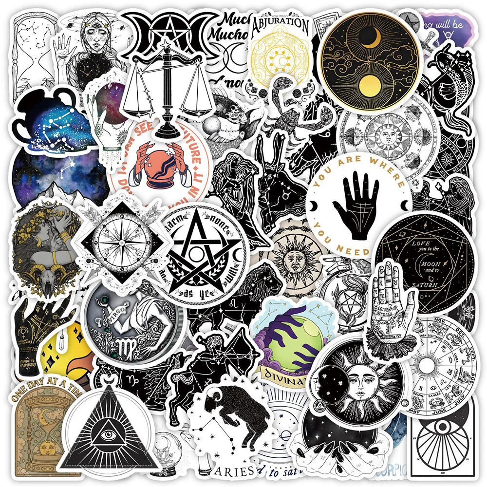 10/30/50pcs Gothic Moon Divination Astrology Graffiti Stickers Decals Laptop Phonoe Bike Car Motorcycle Cool Waterproof Sticker