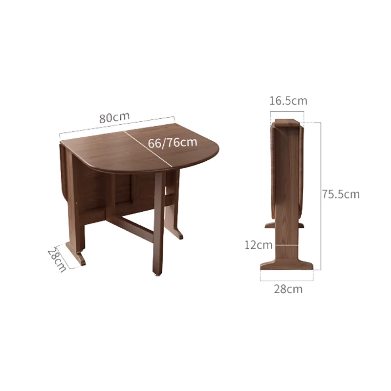 Dark Solid Wood Folding Dining Tables Slim Modern Retro Mid Century Extendable Kitchen Home Furniture
