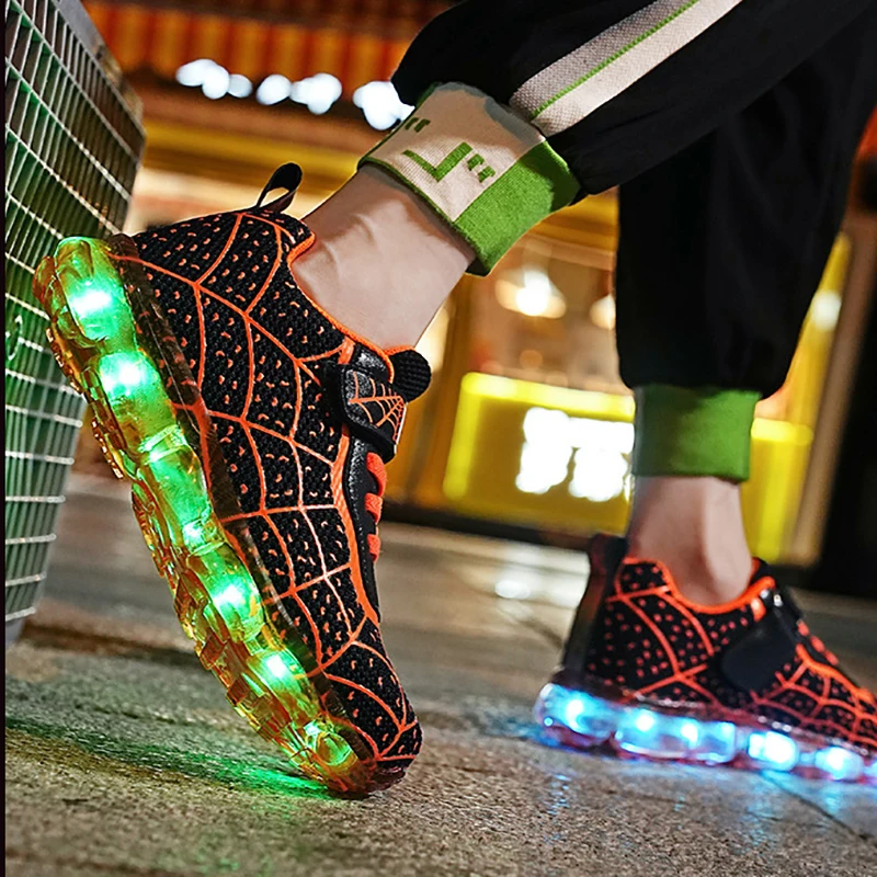 YUNICUS Breathable Sports Children\'S Shoes Boys Leisure Sports Led Marquee Light Shoes Sneakers Boys Usb Charging Light Shoes