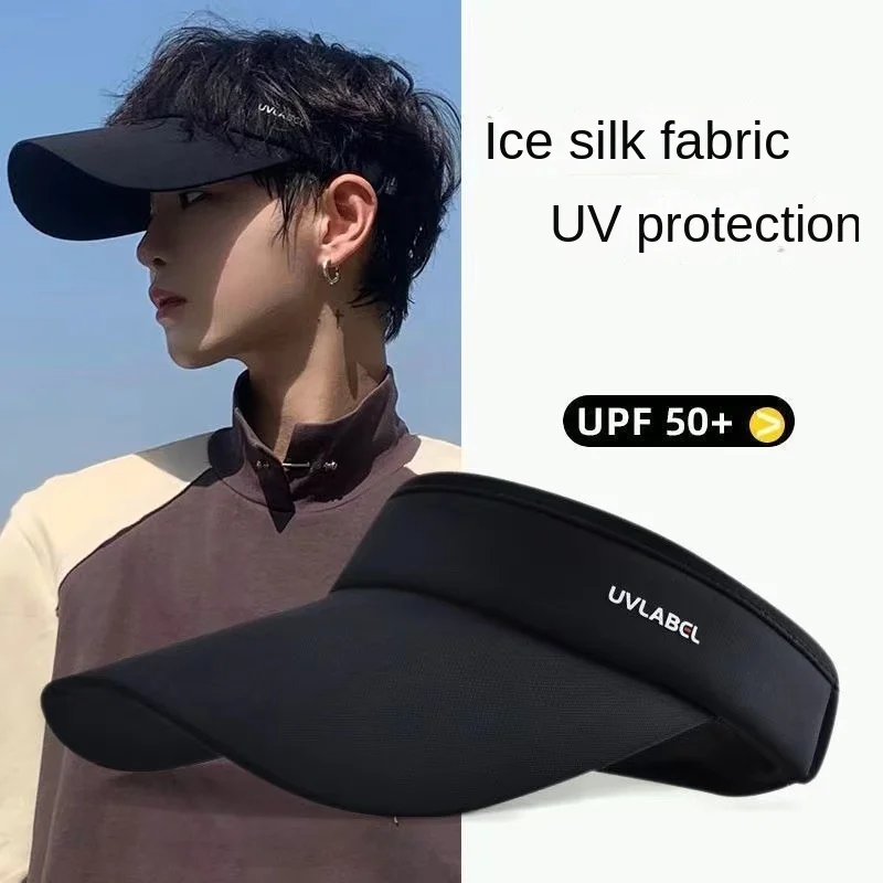 

Sun Protection Hat Men Summer Ice Silk Face Small UV Protection Sun Cap Running Sports Duck Tongue Empty Top Outdoor Travel M602