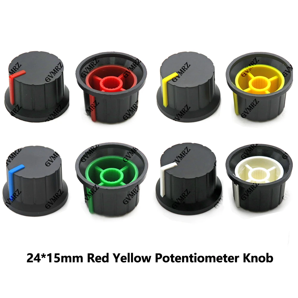 10PCS 24*15mm Red Yellow Potentiometer Knob Cap Flower-axis Volume Control Knobs White Orange Blue Green for Encoder