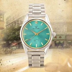 Fashion Luxury Shanghai Mechanical Watch Diamond Brand Green Dial Waterproof Stainless Steel Leather Strap Mens Watch Starking