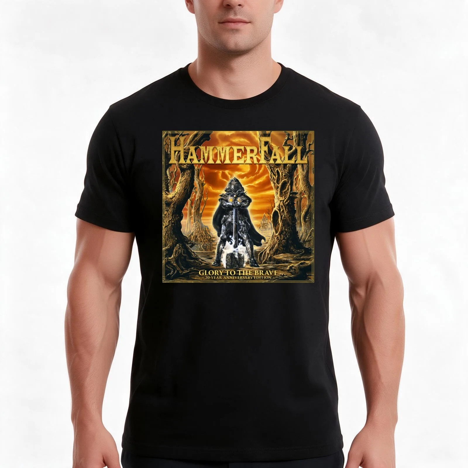 HAMMERFALL BAND T-Shirt, Summer Casual Cotton Tee, Oversized Streetwear Tops, Vintage Graphic Print, Loose Fit Short Sleeve