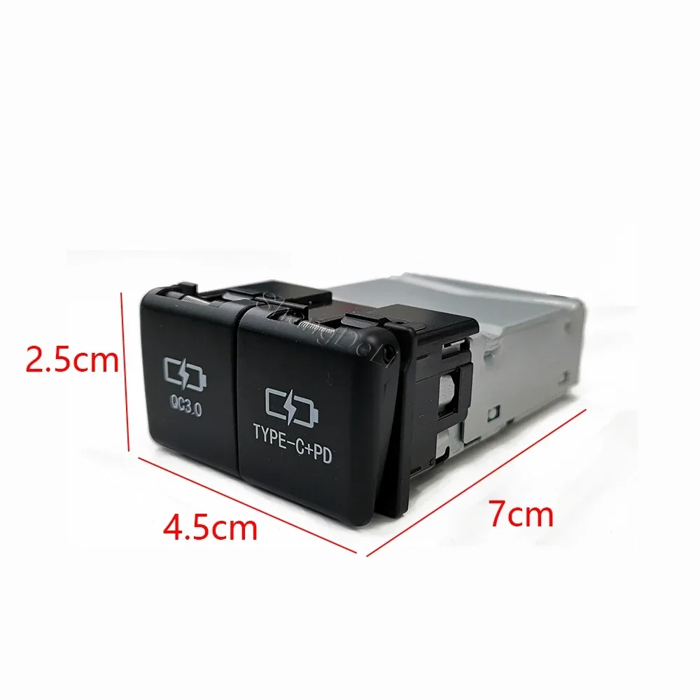 1PC Car Phone Charger Socket Dual QC3.0 USB Type C PD Charging Armrest Box Power Adapter For Toyota RAV4 Wildlander 2020-2024