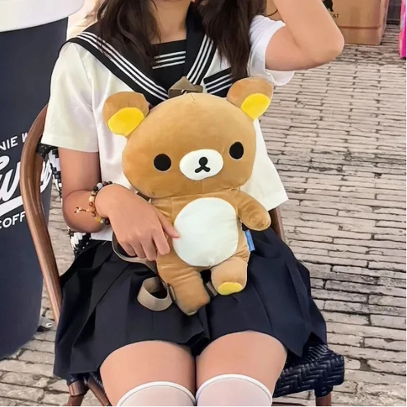 Japanischer San-X Rilakkuma Plüsch-Rucksack, süßer Kawaii-Bär, JK-Lolita, süßer Reißverschluss, Bär, Schultasche, große Kapazität, Aufbewahrungstasche