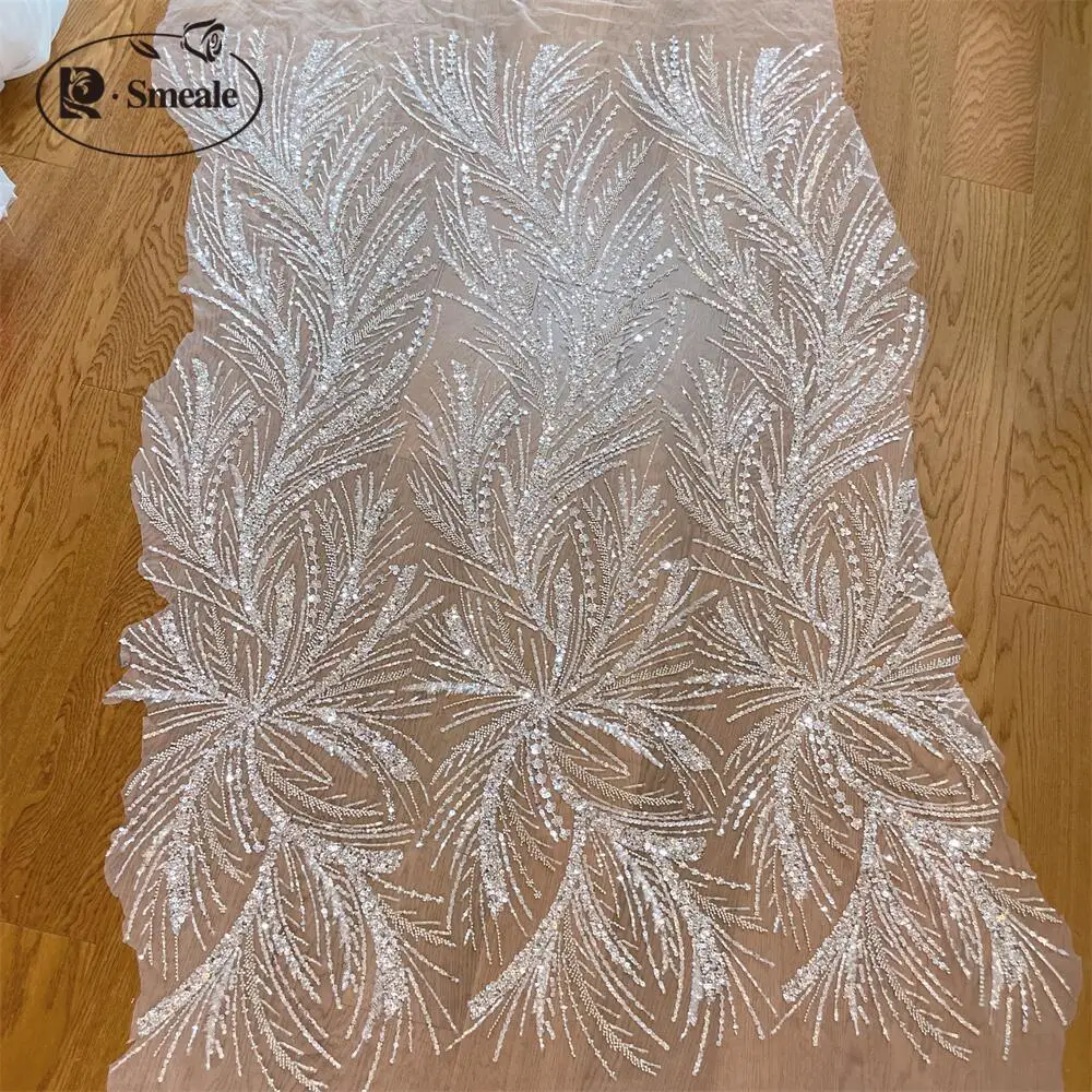 High End Beaded Sequin Lace Fabric for Wedding Dress, Customized Sewing Fabric, Handsewn, Evening Dress, RS4271, 2023, New