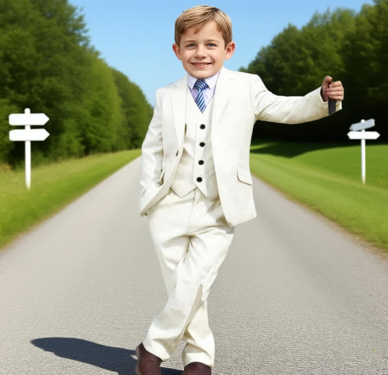 

Casual Suit For Boys 3-16 Years 3 Pieces Notched Lapel Single Button Boys' Suit Set High Quality Tuxedo Party Blazer Vest Pants