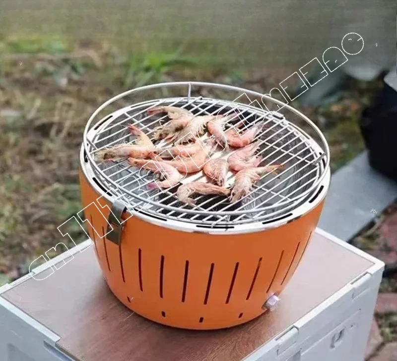 Portable Smokeless Charcoal Grill Fan Assisted Anti Scalding Lotus BBQ for Indoor Outdoor with Adjustable Airflow