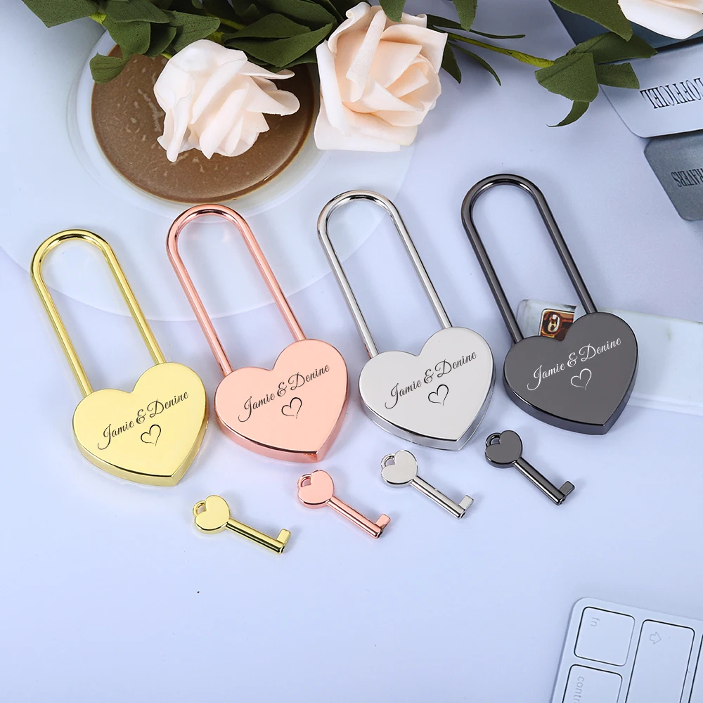 Personalized Name Large Padlock Engagement Love Lock for Her Wedding Anniversary Valentine\'s Day Gift Engraved Heart Lock Bridge