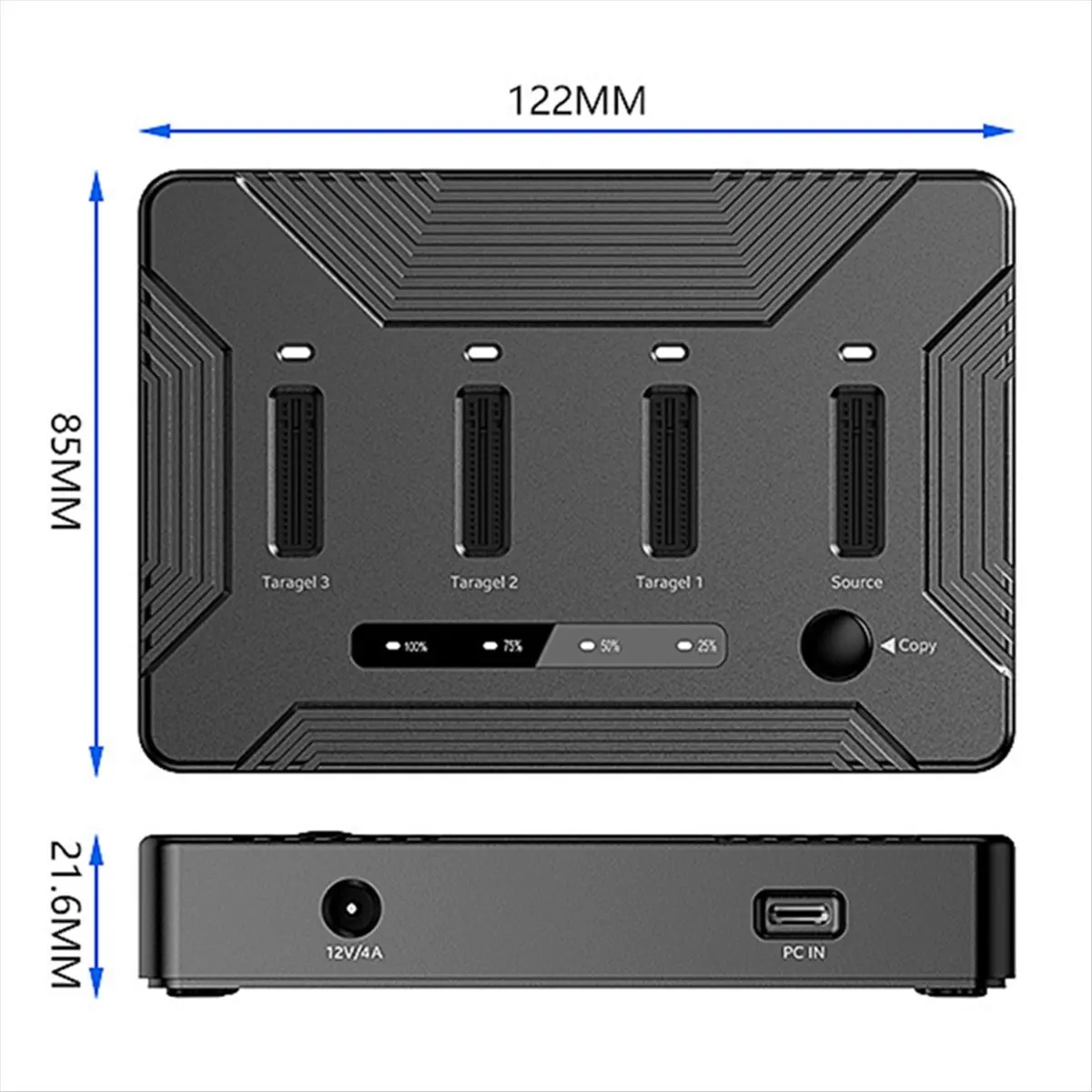 A46U  4-Bay M.2 NVME SSD Docking Station, 40Gbps External Hard Case with Clone Feature for Laptop US PLUG