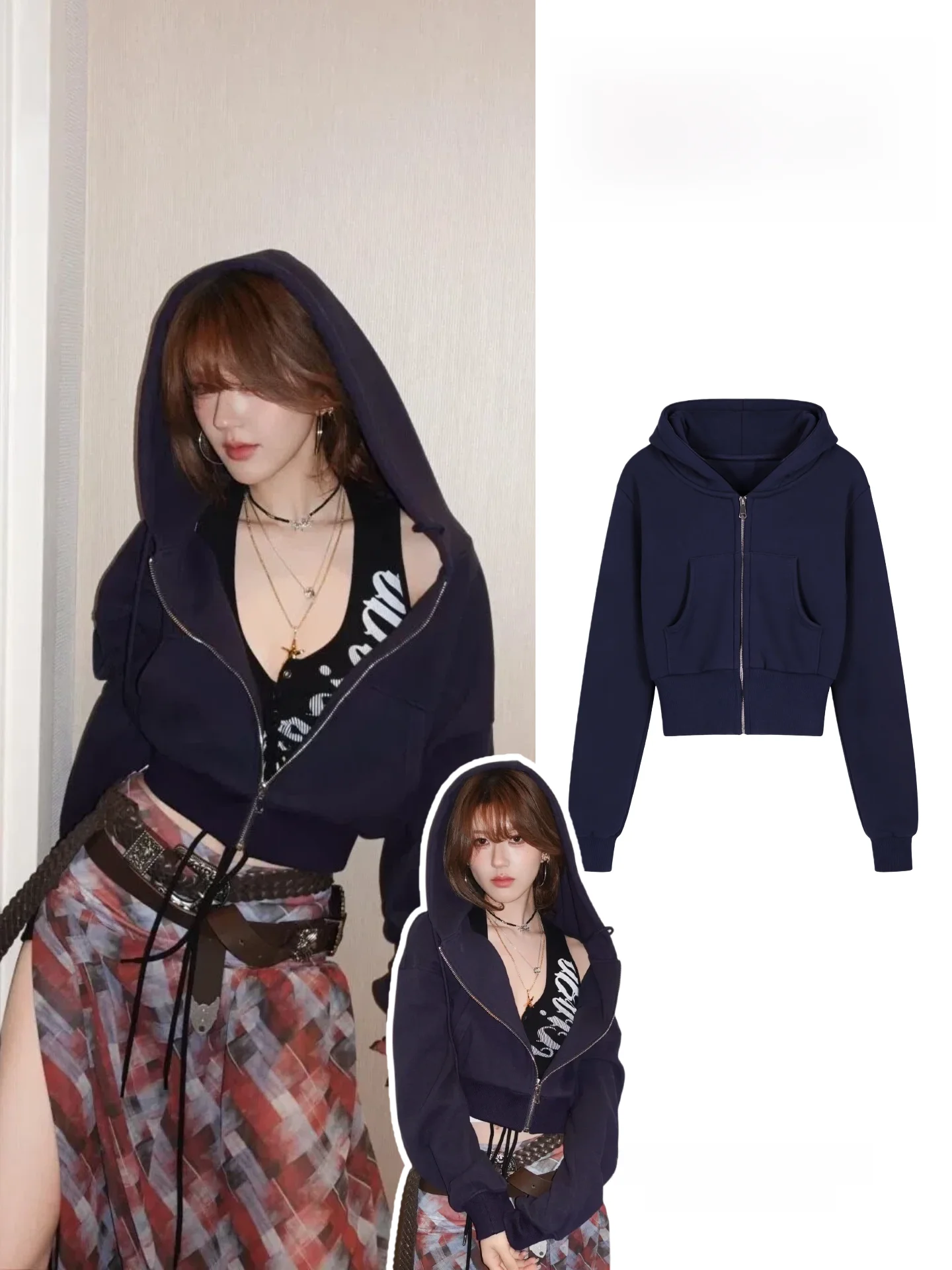 

Slim Fit ort Hoodie Women's Inner Wear Cotton Polyester Blend Breathable Long Sve Zipper Closure Casual Spor Top