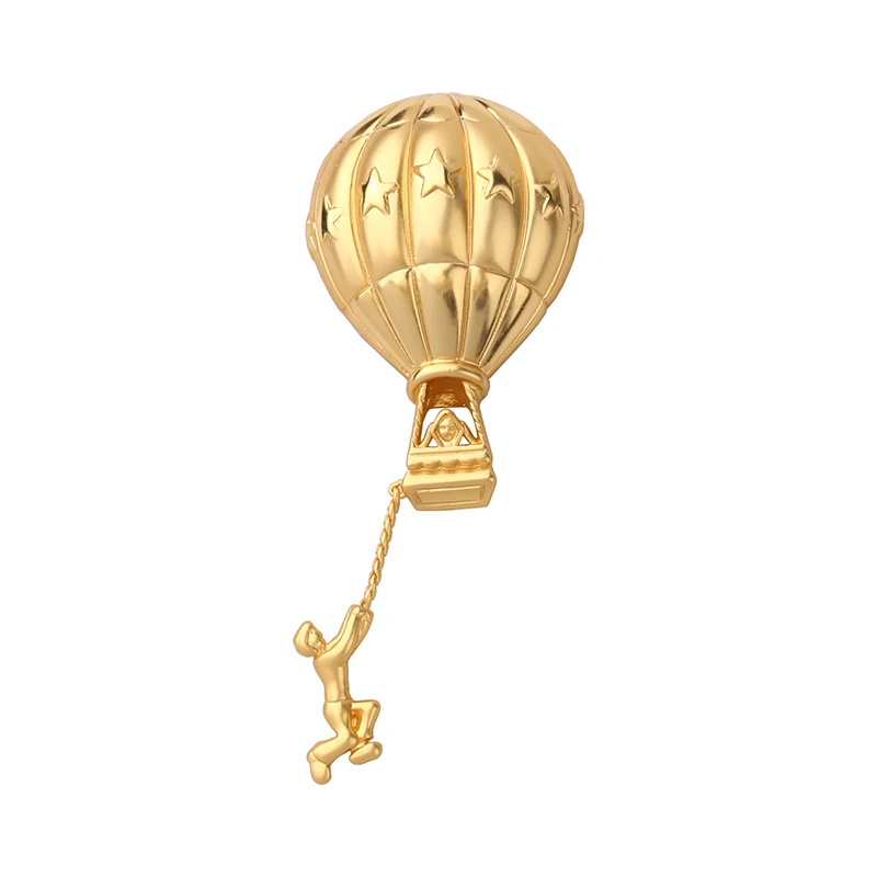 Retro Gold Color Hot Air Balloon Sweater Brooch Women\'s Simple High-end Temperament Coat Pin Accessories