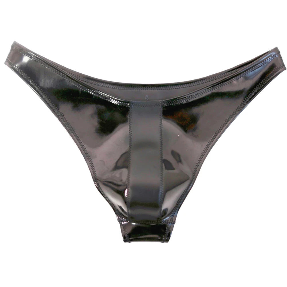 

1pc Men Latex Ammonia Glossy Brief Patent Leather U Convex Pouch Low Rise Gay Lingerie Sexy Hot Short Shiny G-string