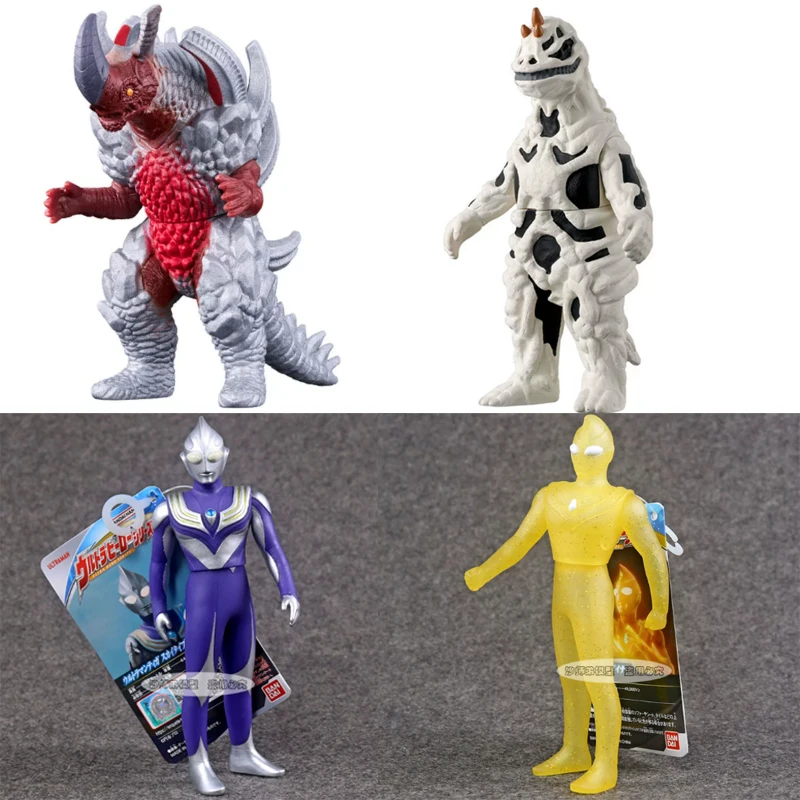 

In Stock Bandai Ultraman Teo Viaroga Seabozu Ultraman Dyna Ultraman Tiga Monster 500 Series soft rubber Pvc Movable Model Toys