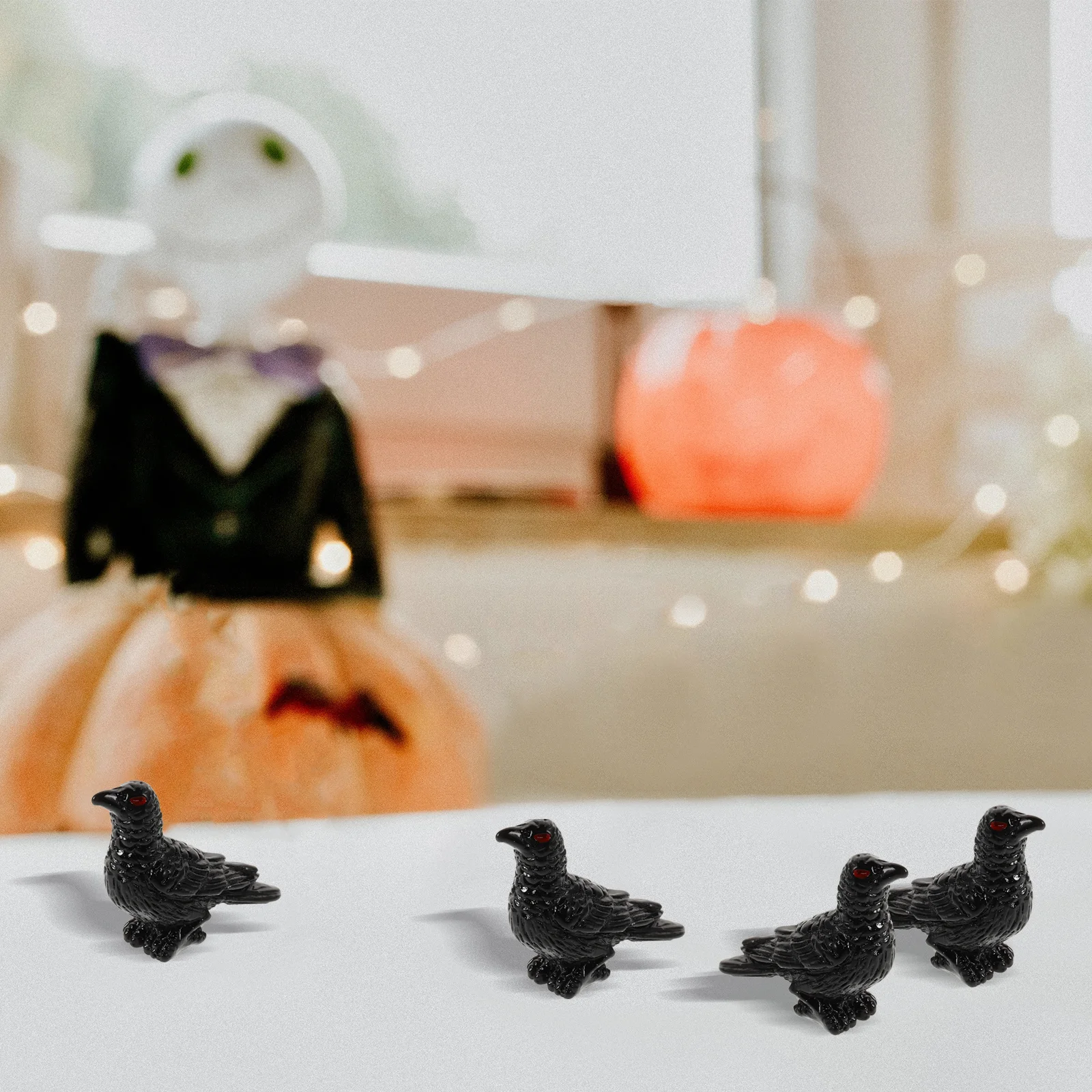 12 Stuks Mini Kraai Hars Standbeelden Halloween Decoratieve Miniatuur Zandtafel Ornamenten Mini Kraai Zand Tafel Decor Desktop Ornament