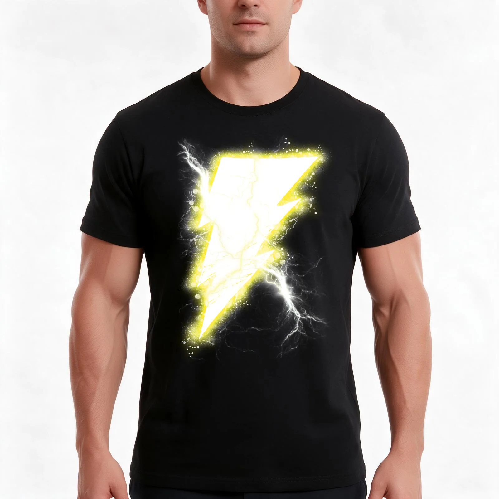 SHAZAM! Lightning Bolt T-Shirt, Summer Casual Cotton Tee, Oversized Streetwear Tops, Vintage Graphic Print, Unisex Men Women
