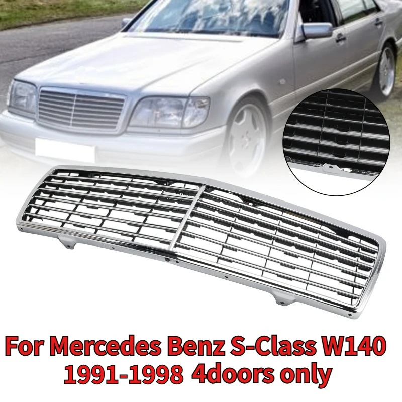 

Chrome Front Bumper Grille for Mercedes Benz S-Class W140 1991-1998 - Enhances Cooling & Style, Fits 4-Door Models
