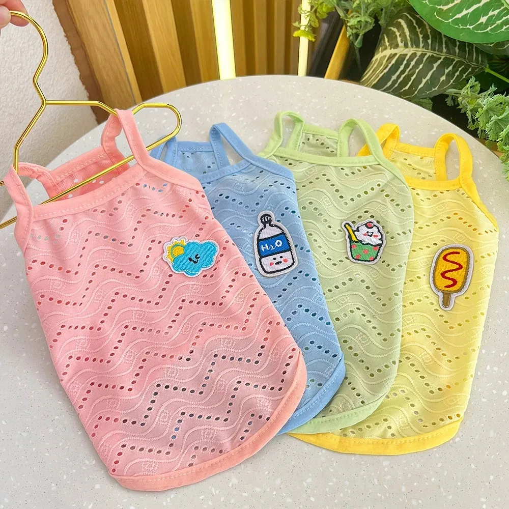 Mesh Breathable Sphynx Cat Clothes Clothing Summer Pet Camisole Vest for Cats Gotas Kitten Garfield Dog Shirts Mascotas Apparel