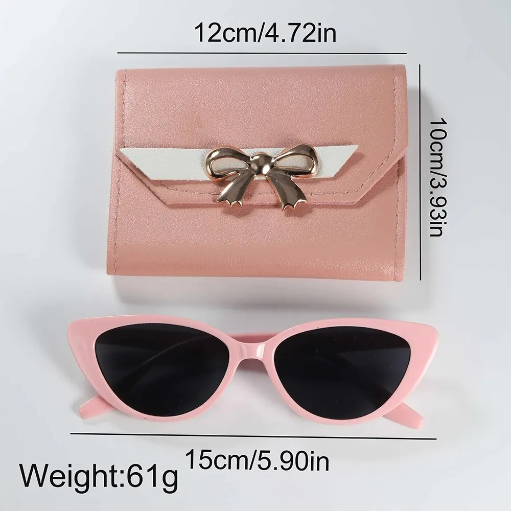 Fashion Women Watches Glasses Wallet Set Casual Leather Belt Quartz Wristwatches Ladies Wallet Card Bag Sunglasses Montre Femme