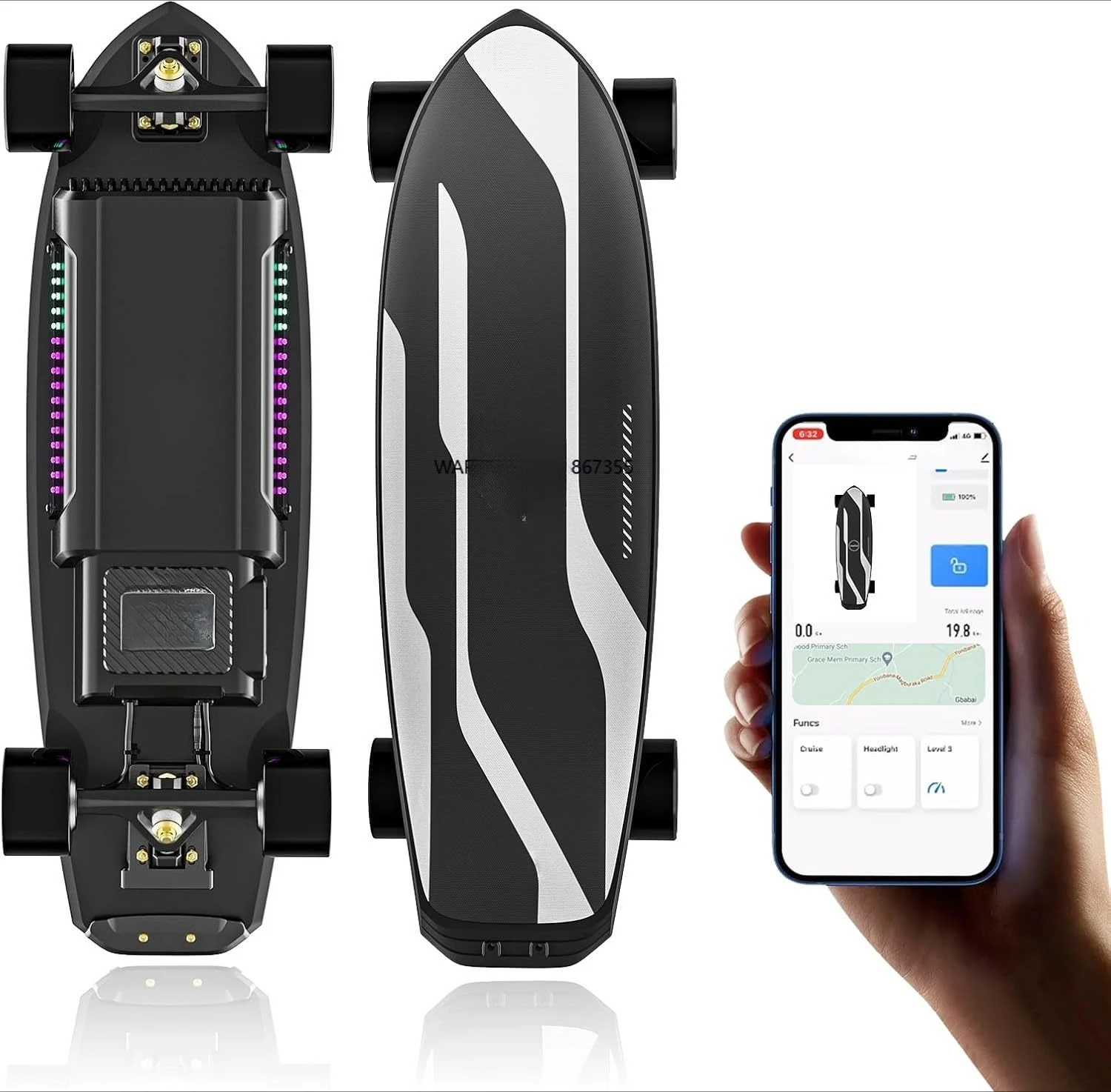 

Maxfind Cyebr 4-Wheel Electric Skateboard, Dual Drive, Long Life 21700 Battery, App Control, Waterproof, Suitable for Adults