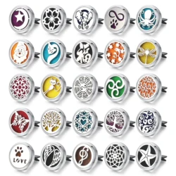 New Aromatherapy Car Perfume Diffuser Aroma Diffuser Locket Car Air Freshener Vent Stainless Steel Tree Of Life Magnetic 30MM