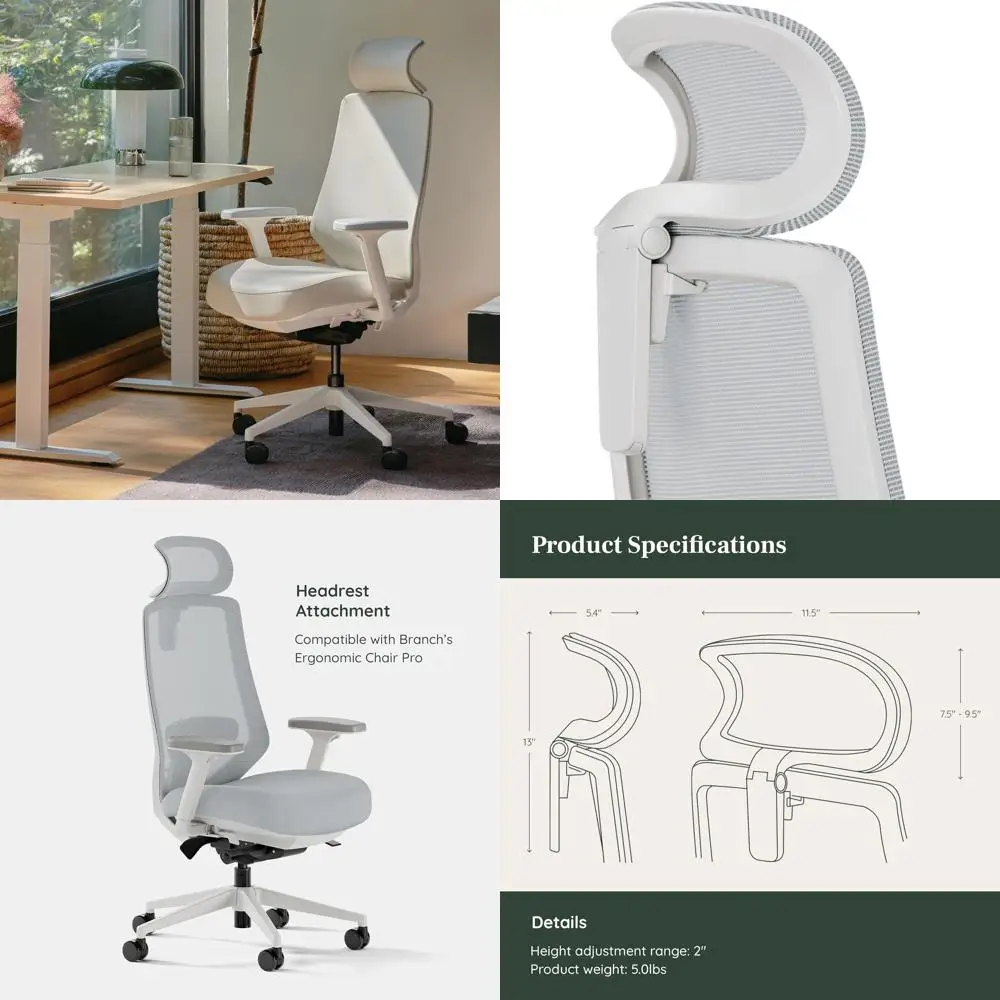 

Ergonomic PRO Headrest for Enhanced Comfort and Support - Compatible with Ergonomic Chair PRO - Mineral Edition
