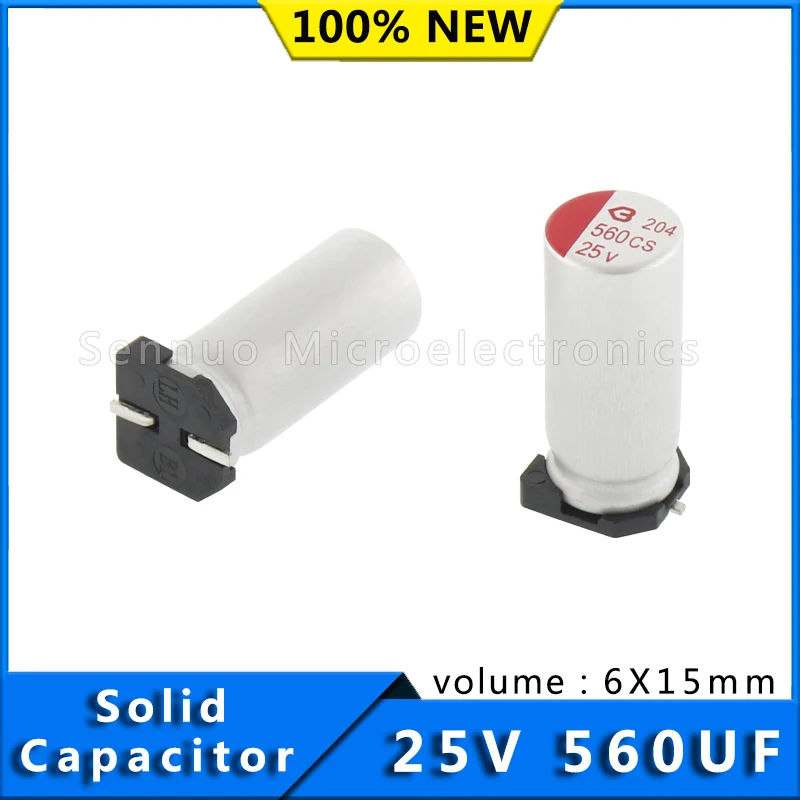 NEW SMD solid capacitors 560UF 25V 6X15mm SMD solid electrolytic capacitors 25V 560UF polymer solid capacitors