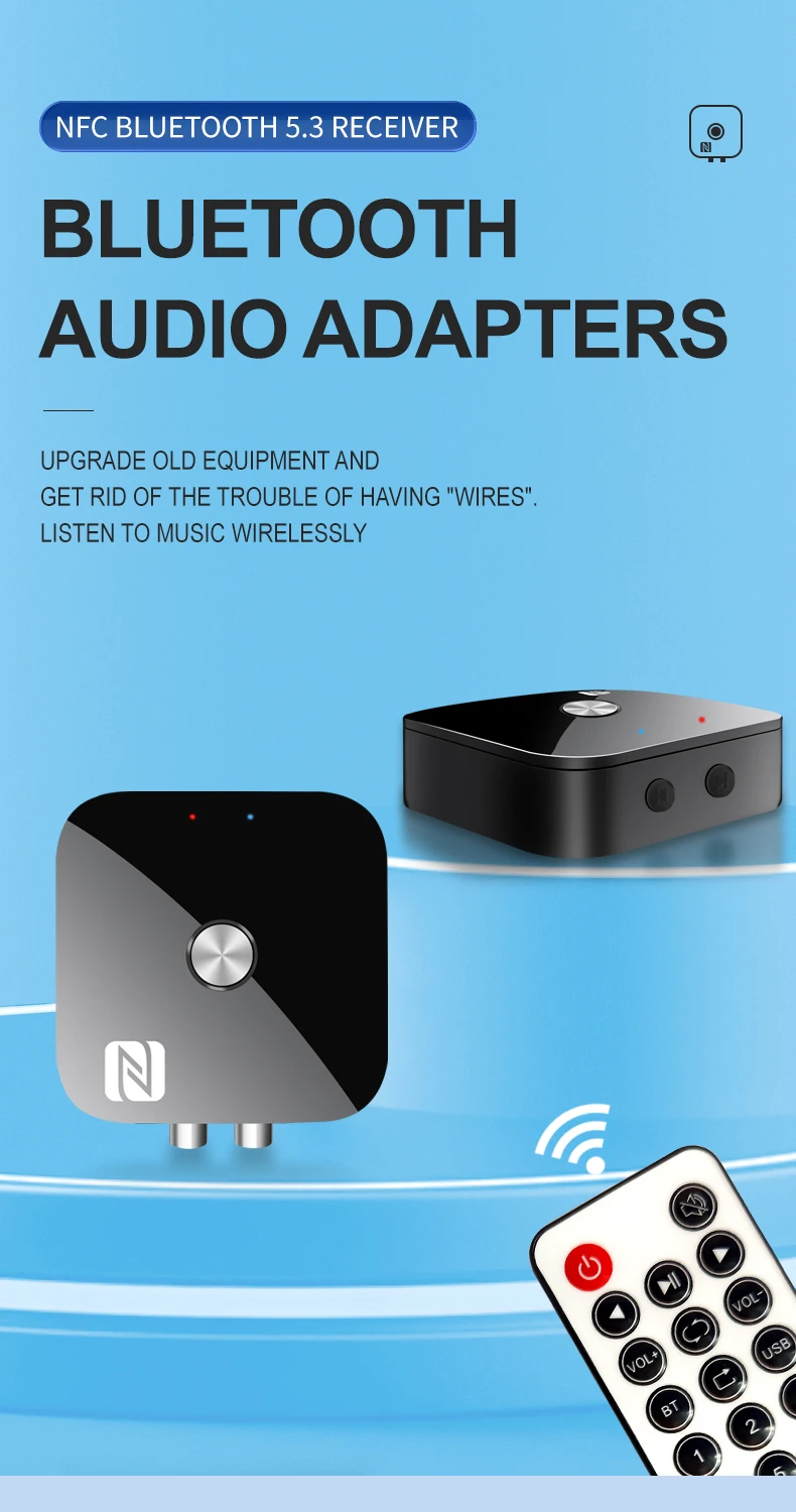 Adaptador Bluetooth 5.0 Con NFC | Transmisor Y Receptor De Audio | Conexión Inalámbrica Para TV, PC, Altavoz De Coche Y Auriculares | Alcance 10 M | Plug & Play
