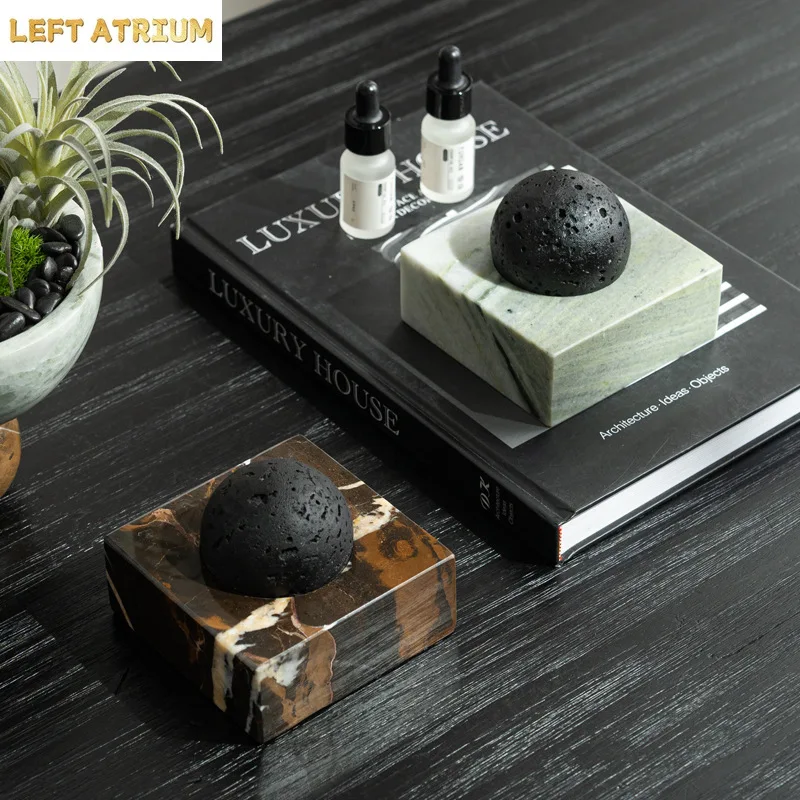 Black Lava Rock Stone Diffuser with Marble Base, Luxury Essential Oil Diffusers for Home Offices Yoga Sauna SPA