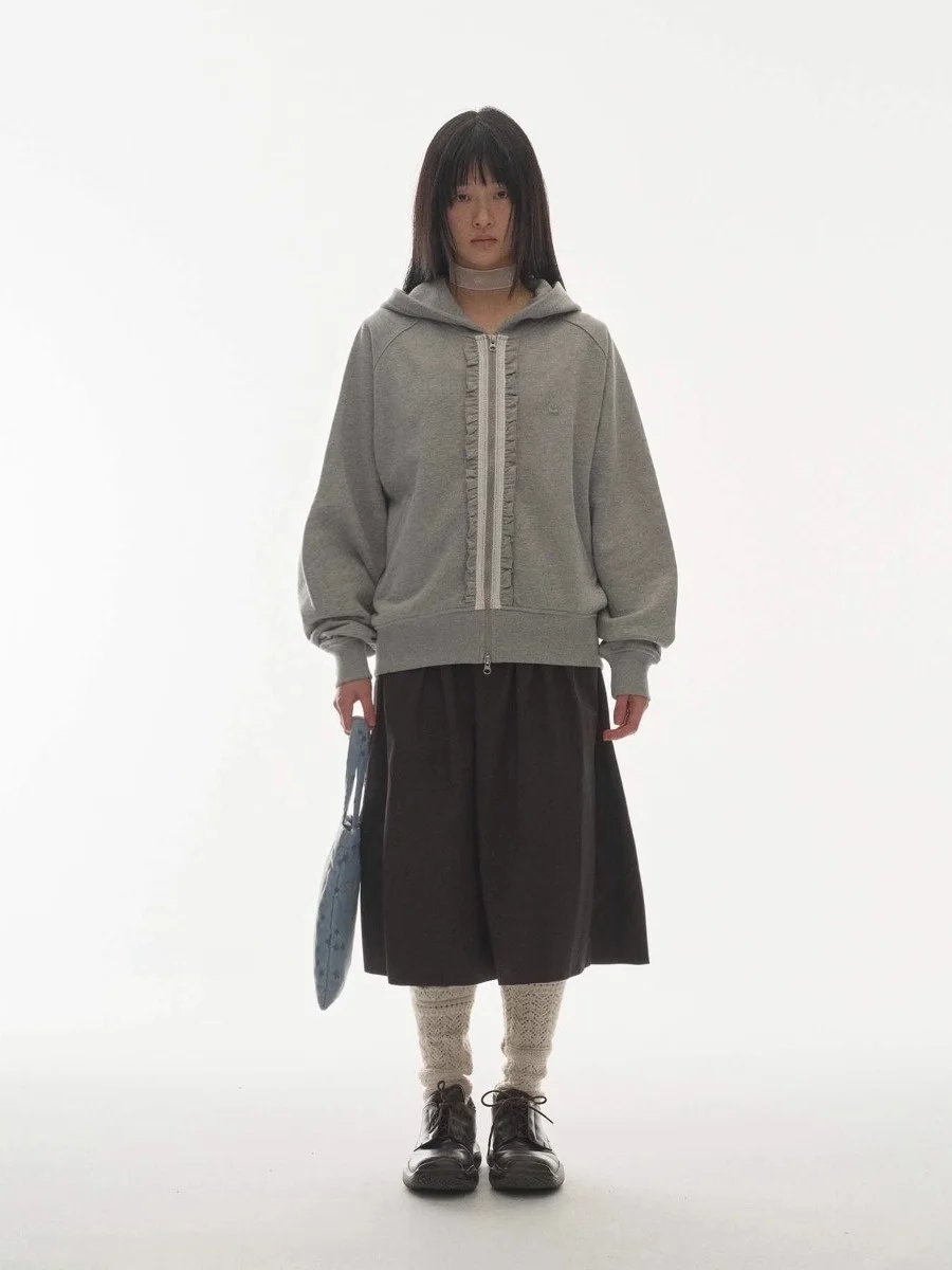 فريدة من نوعها SEI ort عارضة مقنعين البلوز Jaet الكورية Sle زخرفة خشبية كل مباراة خفيفة الوزن المرأة ملابس خارجية