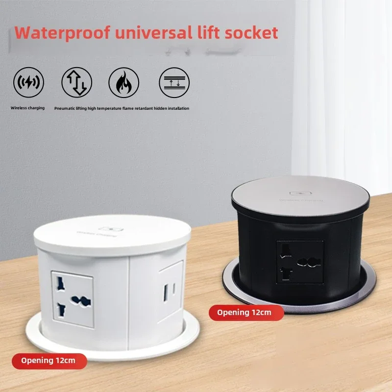 Lifting Socket Pneumatic Wireless Charging British Standard Embedded Kitchen Countertop Power Island Power Strip Usb Socket