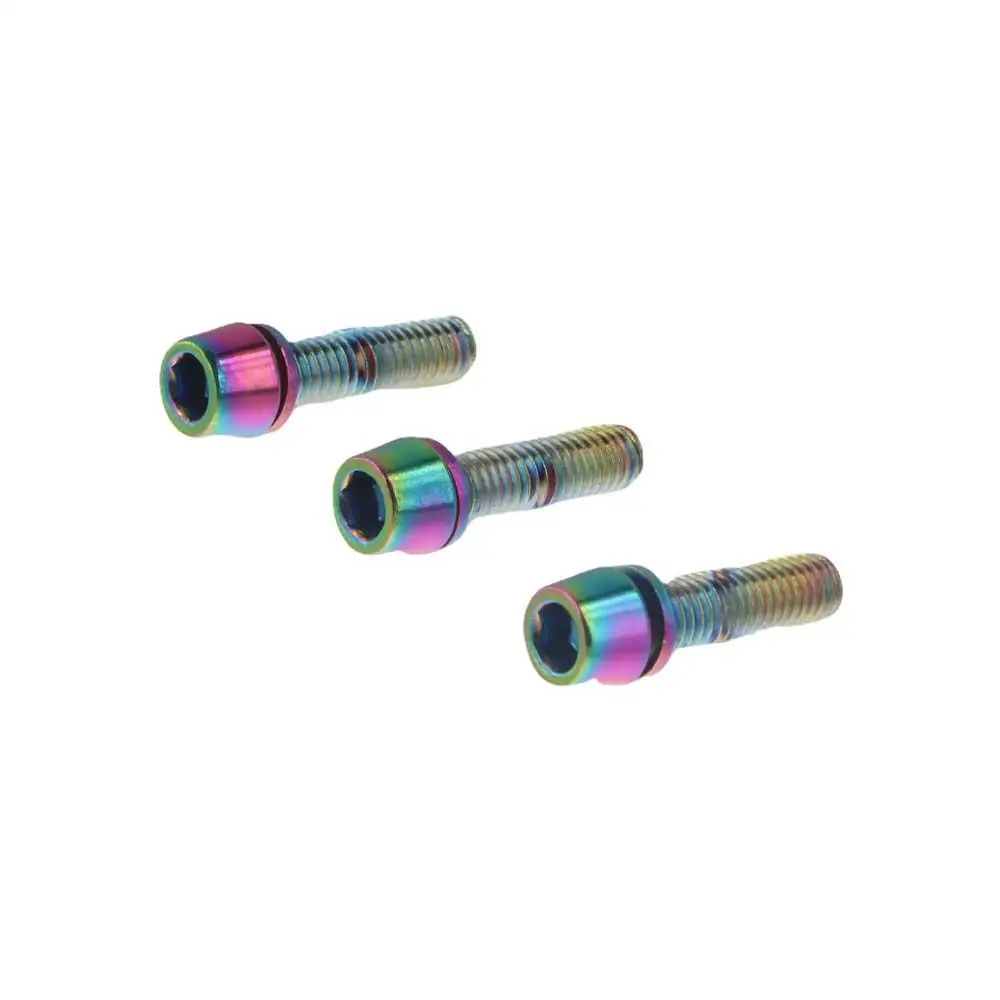 6PCS M5*18mm Bike Stem Bolts Titanium-plated Stainless Steel Bicycle Riser Screws Hard Tight Threads