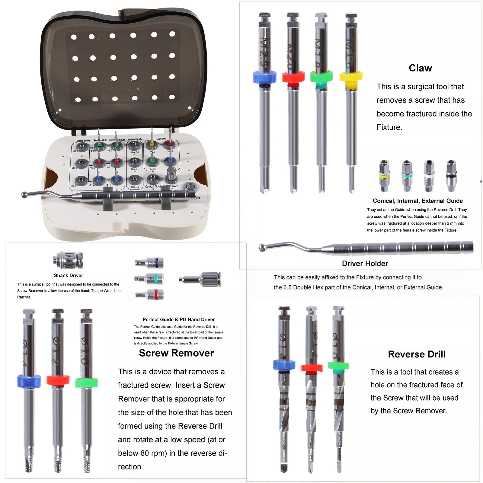 NeoBiotech Dental Implant Fractured Broken Screw Remover Kit Broken Remover Surgery Kit Implant Restoration Tools Kit