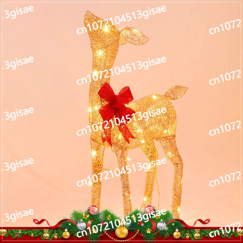 Luminous Waterproof  Deer Set Wedding Party Ornaments Christmas Wrought Iron Decoration Scene Arrangement Christmas Supplies