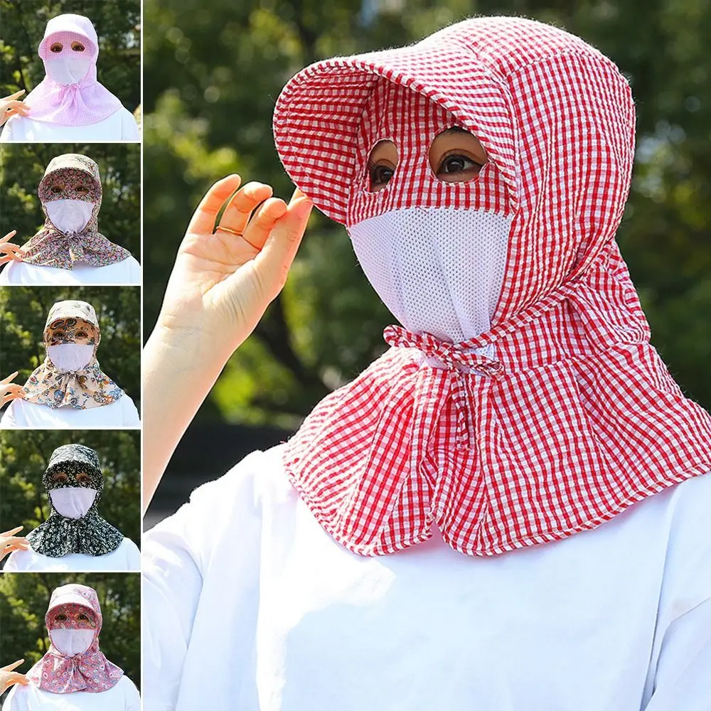 

Outdoor Floral Tea Picking Cap Anti-UV Breathable Sun Hat Full Wrap Wide Brim Fisherman Hat for Women