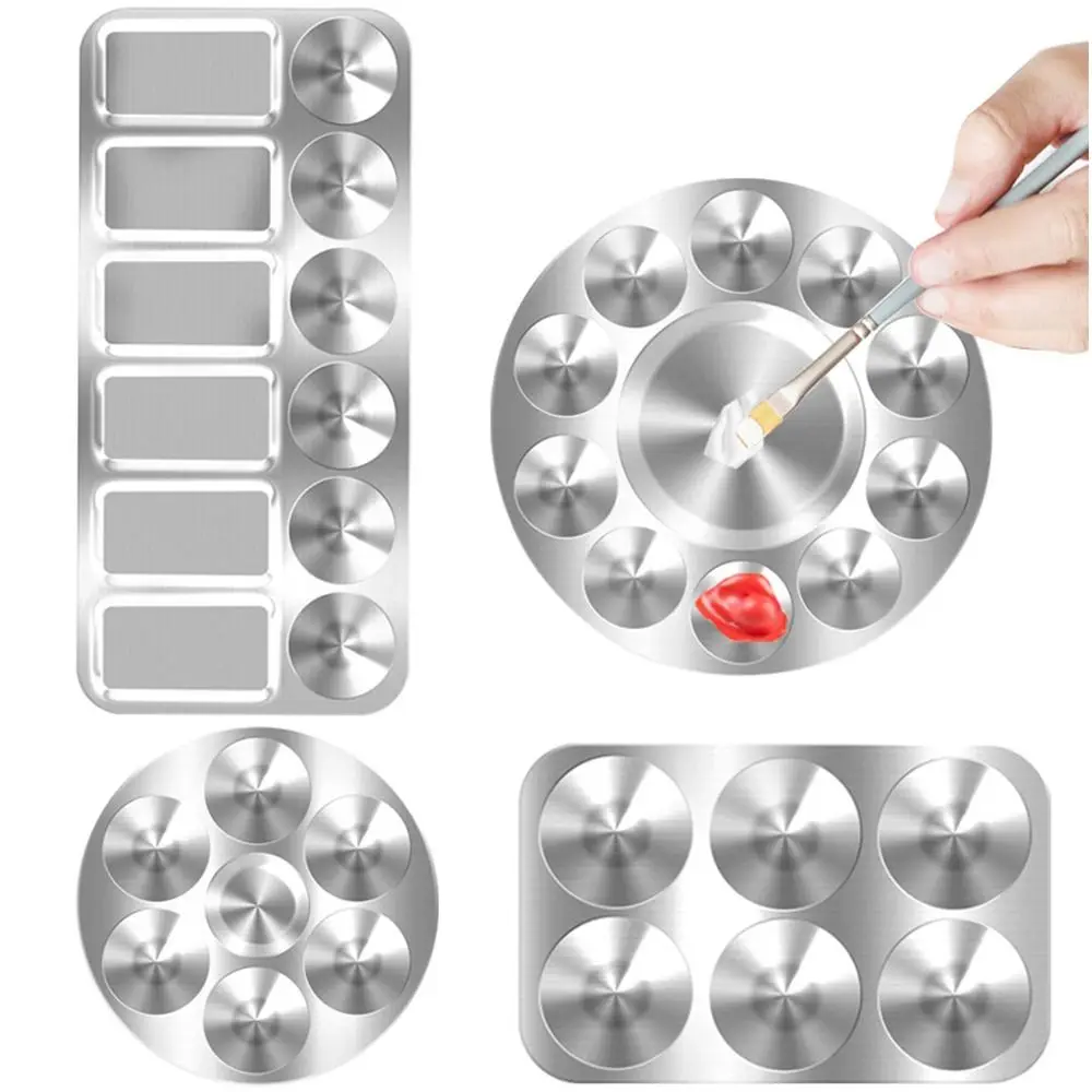 Metal Watercolor Palette 6/10/12 Wells Hand Drawn Painting Color Palette Circular/Rectangular Pigment Palette School Office